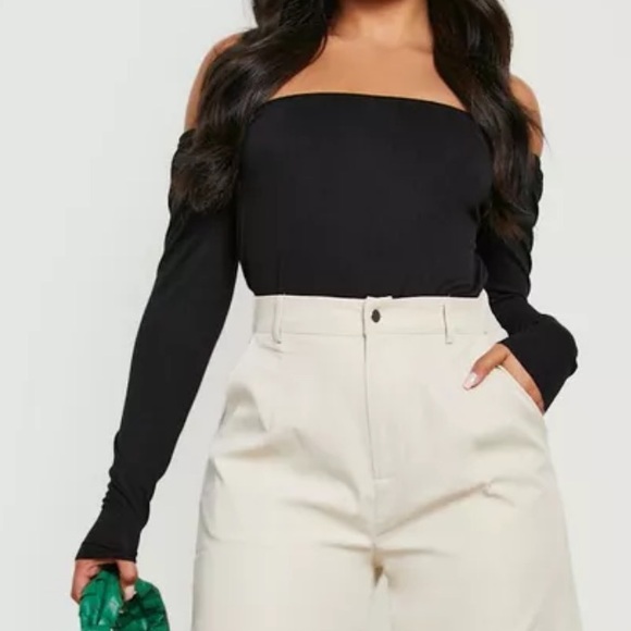 🖤 Boohoo Plus Basic Off the Shoulder Long Sleeve Bodysuit - New With Tags! - Picture 2 of 8